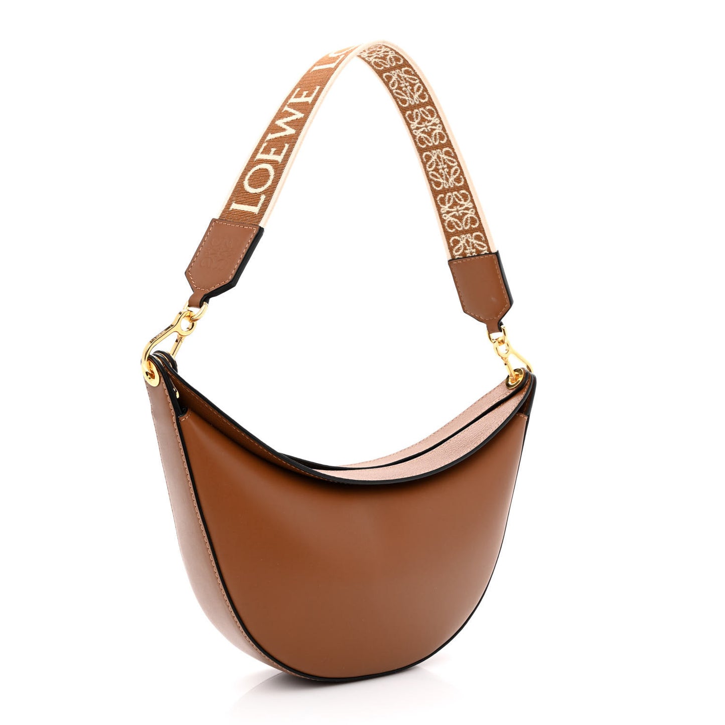 Satin Calfskin Jacquard Luna Bag Pecan