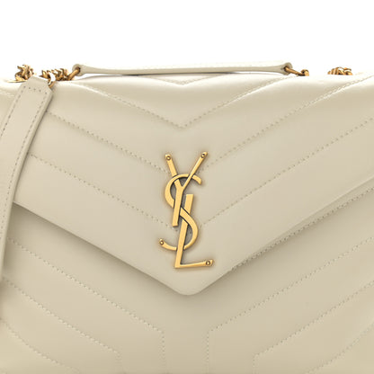 Saint Laurent Calfskin Y Quilted Monogram Small Loulou Chain Satchel Crema Soft 9 of 11