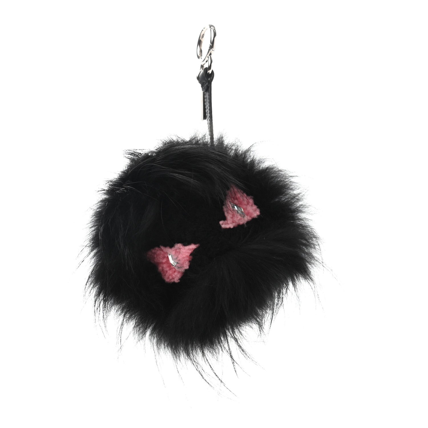 Fendi Fox Fur Shearling Crystal Pinky Punky Monster Bag Bug Charm Black Bubblegum 1 of 4
