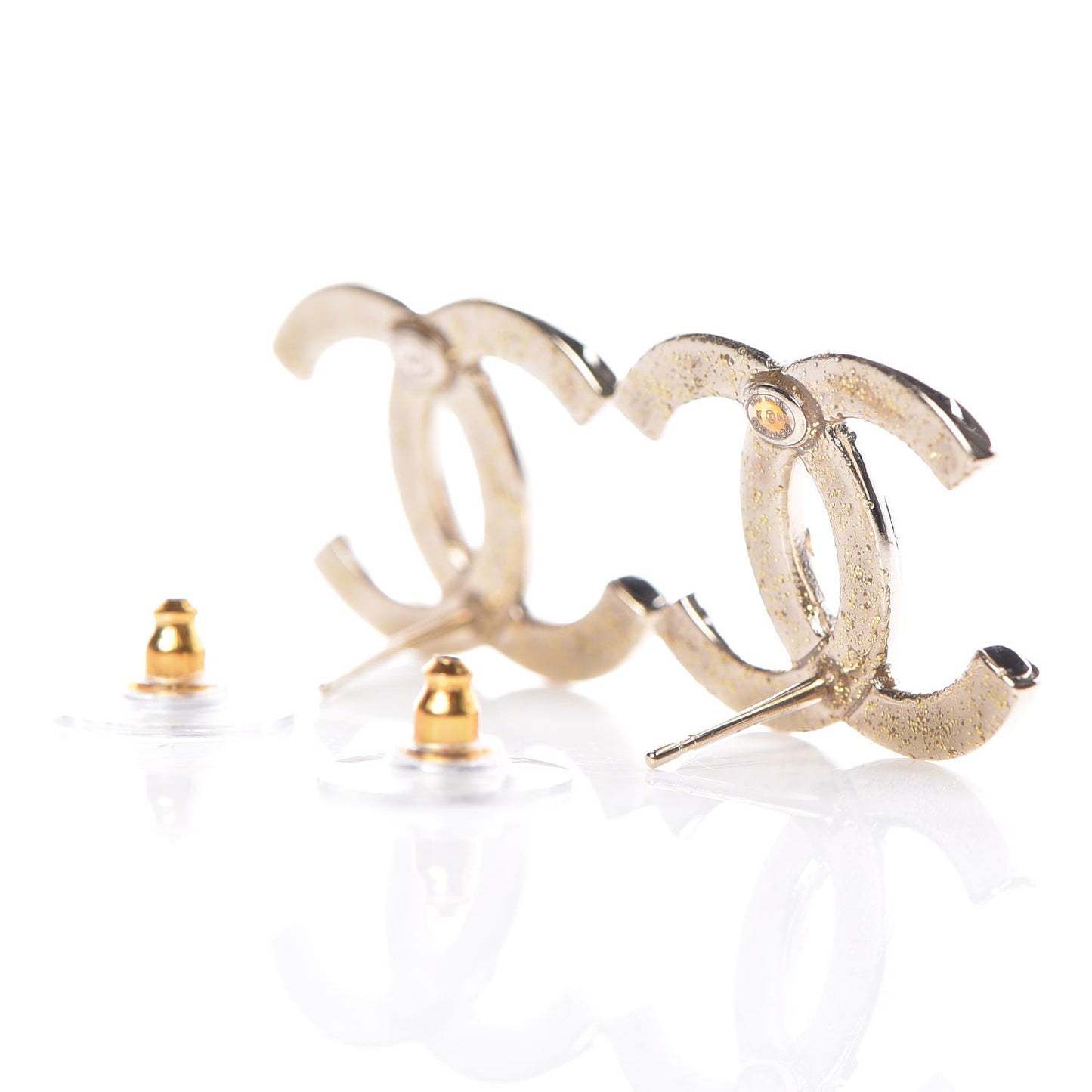 Crystal Large CC Earrings Gold