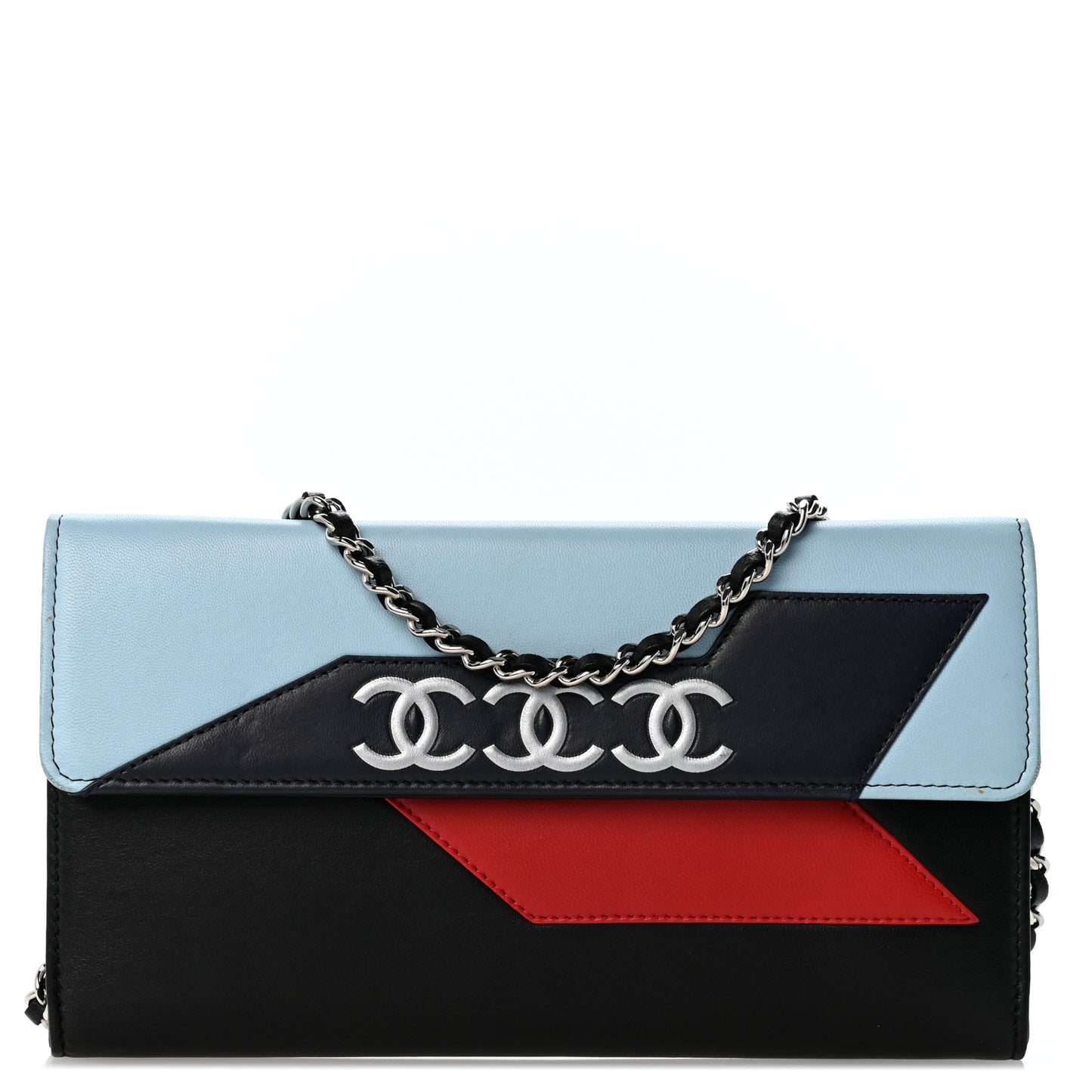 Lambskin Airlines Wallet On Chain WOC Blue Black Red