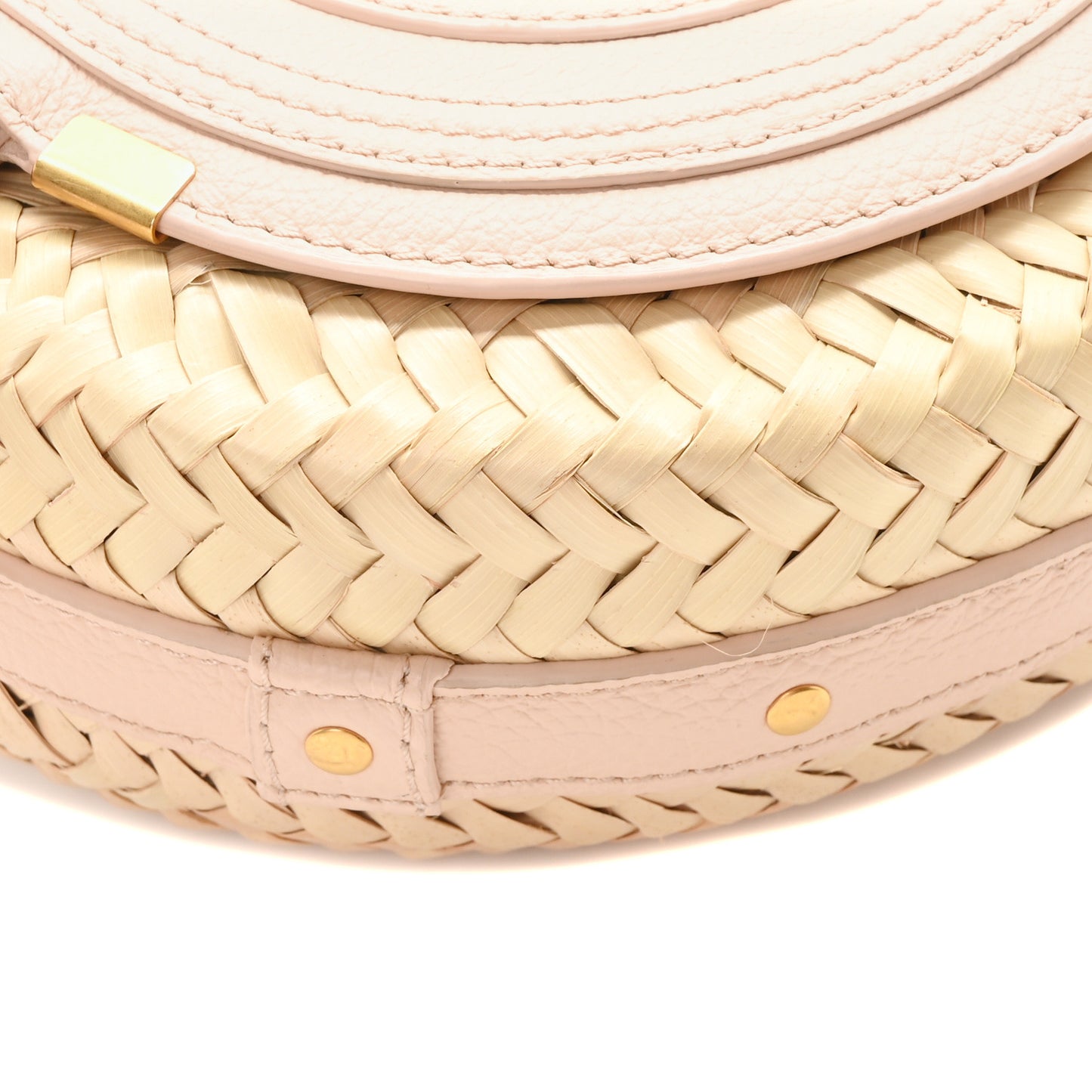 Raffia Small Grain Calfskin Small Marcie Basket Crossbody Blush Nude