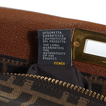 Fendi Goatskin Zucca Large Peekaboo Iconic Satchel Cuoio Tobacco Moro 11 of 11