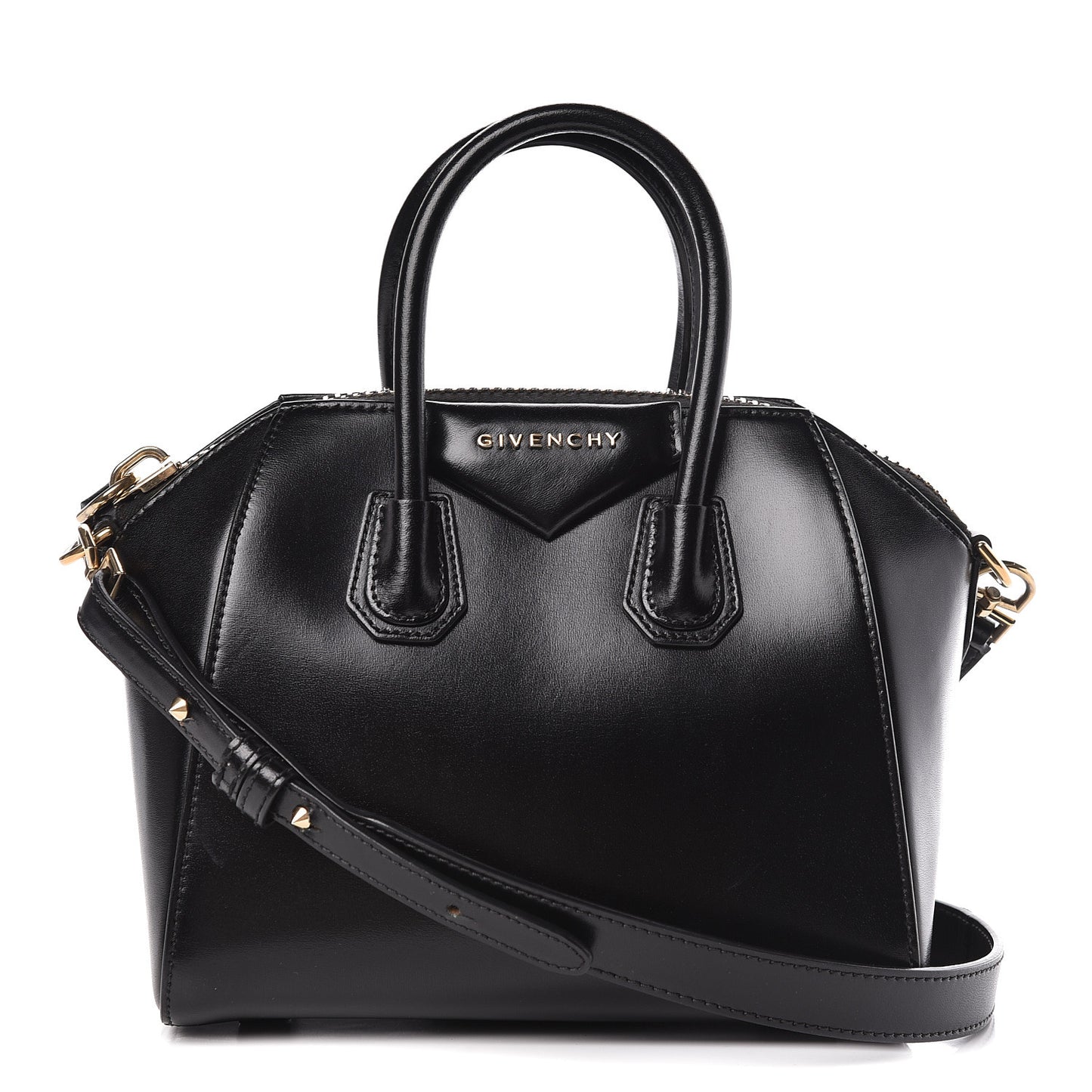 Shiny Lord Calfskin Mini Antigona Black