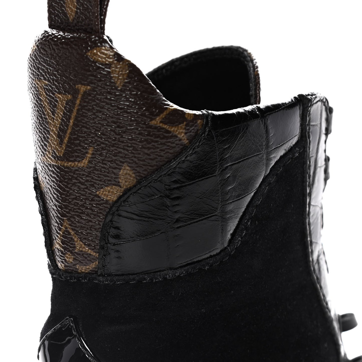 Suede Calfskin Monogram Laureate Platform Desert Boots 38 Black