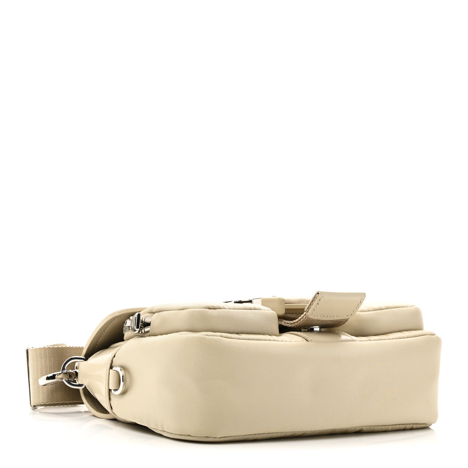 Prada Re-Nylon Spazzolato Double Pocket Buckle Shoulder Bag Deserto 4 of 10