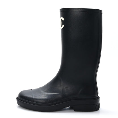 Chanel Caoutchouk CC High Boots 38 Black 1 of 8
