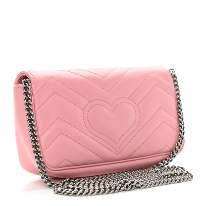 Gucci Calfskin Matelasse Super Mini GG Marmont Shoulder Bag Wild Rose 3 of 11