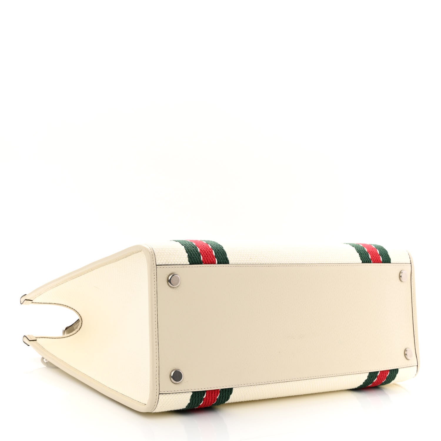 Gucci Canvas Web Embroidered Interlocking G Tote Light Beige Mystic White Green Red 3 of 9