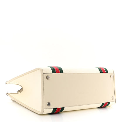 Gucci Canvas Web Embroidered Interlocking G Tote Light Beige Mystic White Green Red 3 of 9