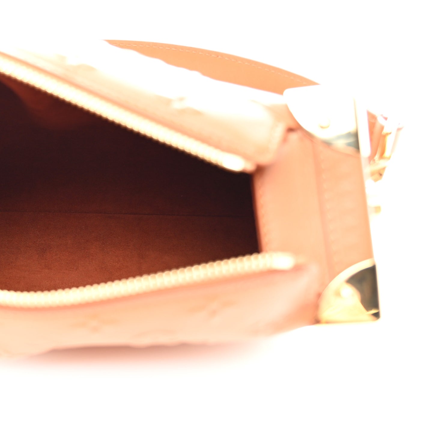 Calfskin Debossed Monogram Side Trunk Tan