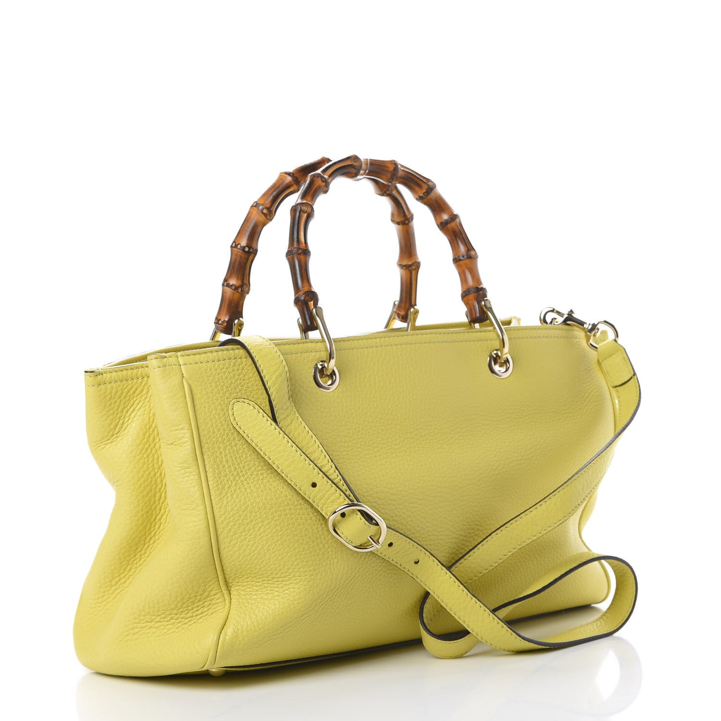 Pebbled Calfskin Medium Bamboo Shopper Tote Citrus