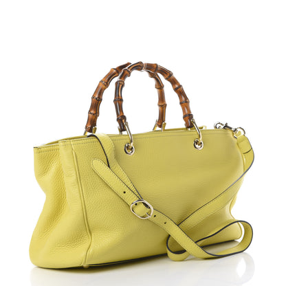 Gucci Pebbled Calfskin Medium Bamboo Shopper Tote Citrus 2 of 18