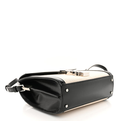 Saint Laurent Canvas Calfskin Mini Classic Monogram Cassandra Top Handle Natural Beige Black 4 of 11