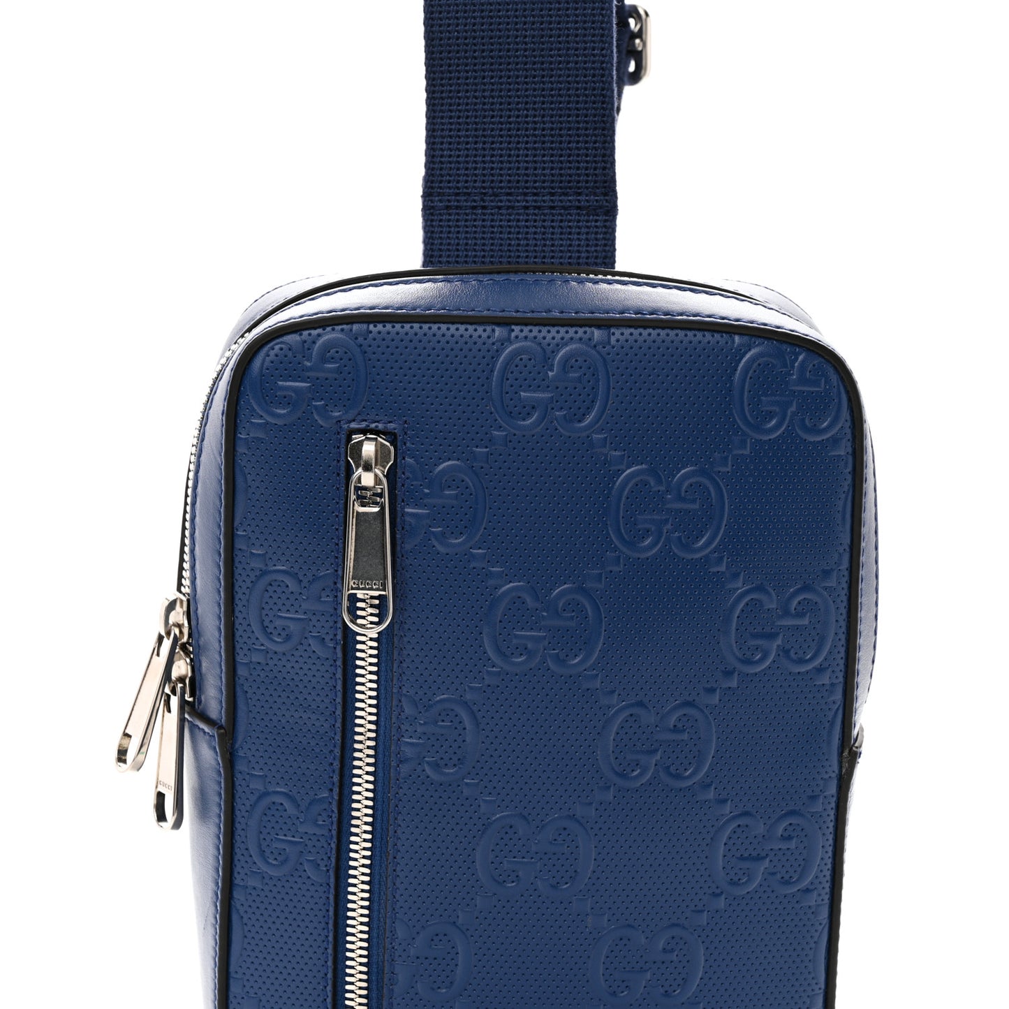 Calfskin GG Tennis Embossed Sling Backpack Blue