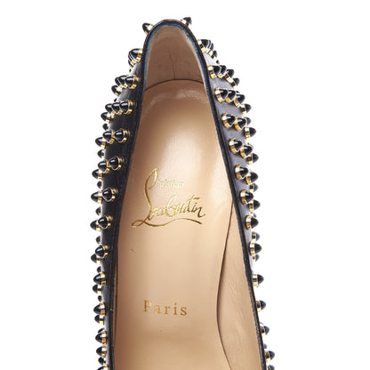 Christian Louboutin Kid Specchio Follies Cabo 120 Pumps 38 Black Gold 8 of 10