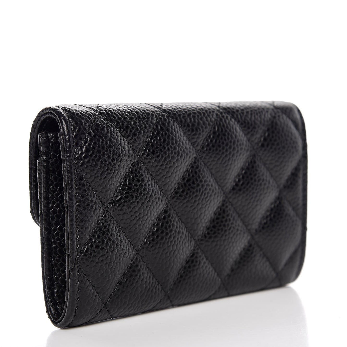 Caviar Quilted Flap Card Holder Black