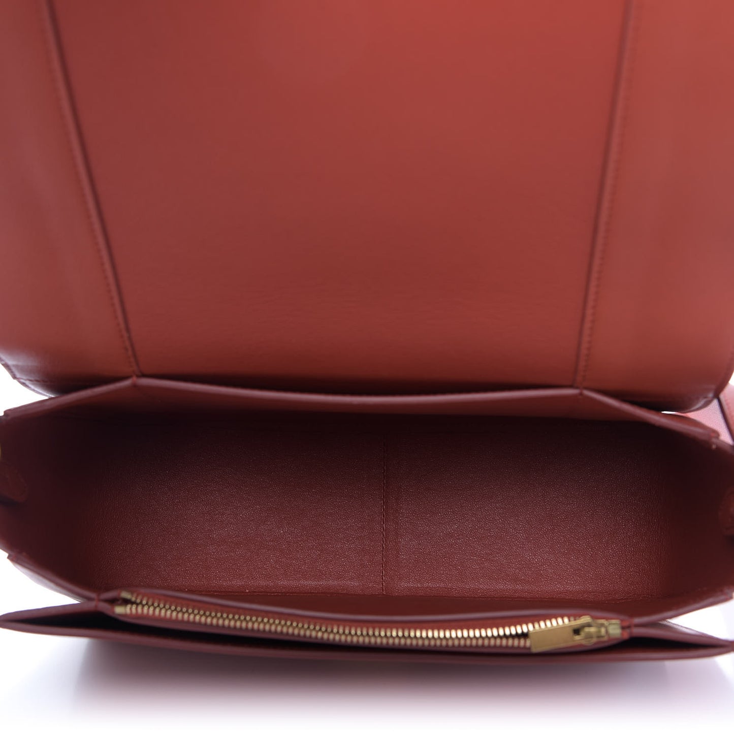 Shiny Smooth Calfskin Medium Frame Shoulder Bag Red Tan