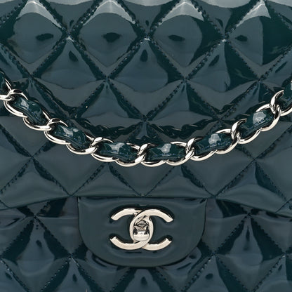 Chanel Patent Calfskin Quilted Jumbo Double Flap Turquoise 8 of 13