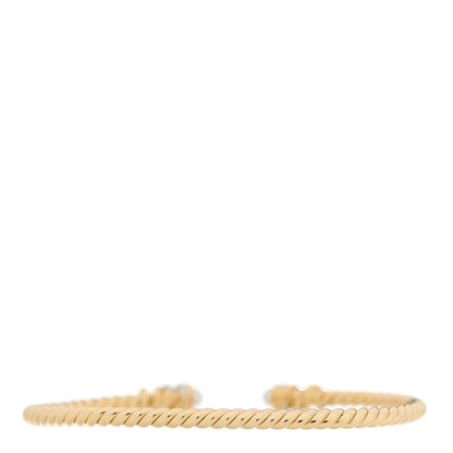 David Yurman 18K Yellow Gold Diamond Pearl 3mm Helena Cuff Bracelet 2 of 3