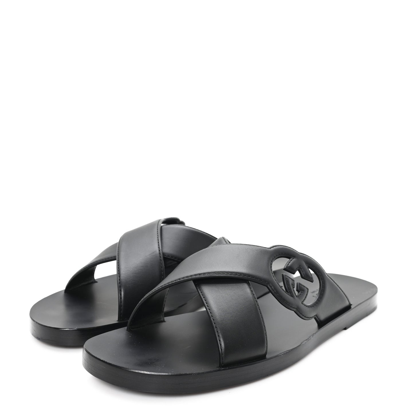 Cosmos Softy Calfskin Interlocking G Sandals 12 Black