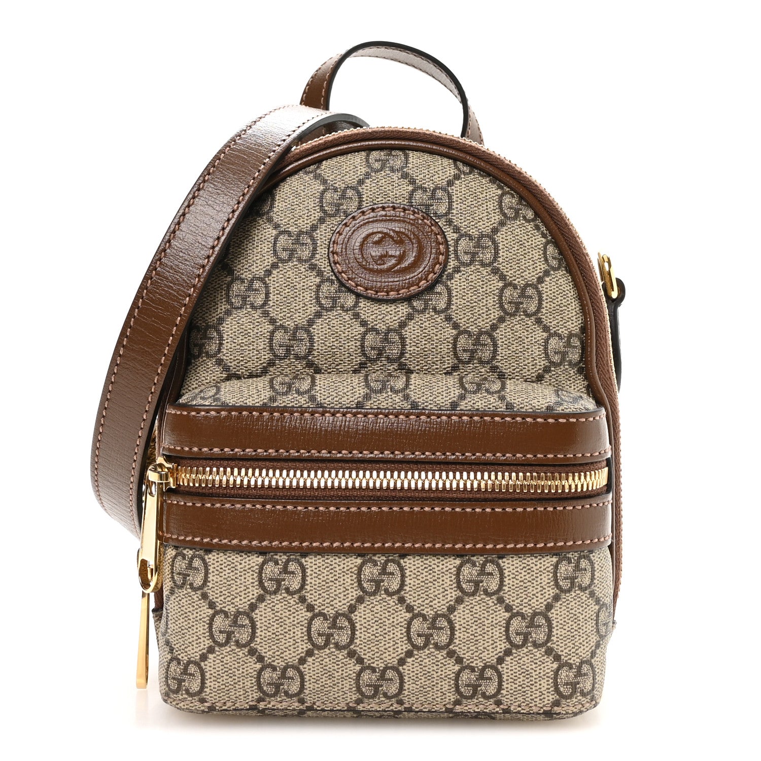 Gucci GG Supreme Monogram Azalea Calfskin Retro Interlocking G Multi-Function Bag Beige Ebony Brown Sugar 1 of 9