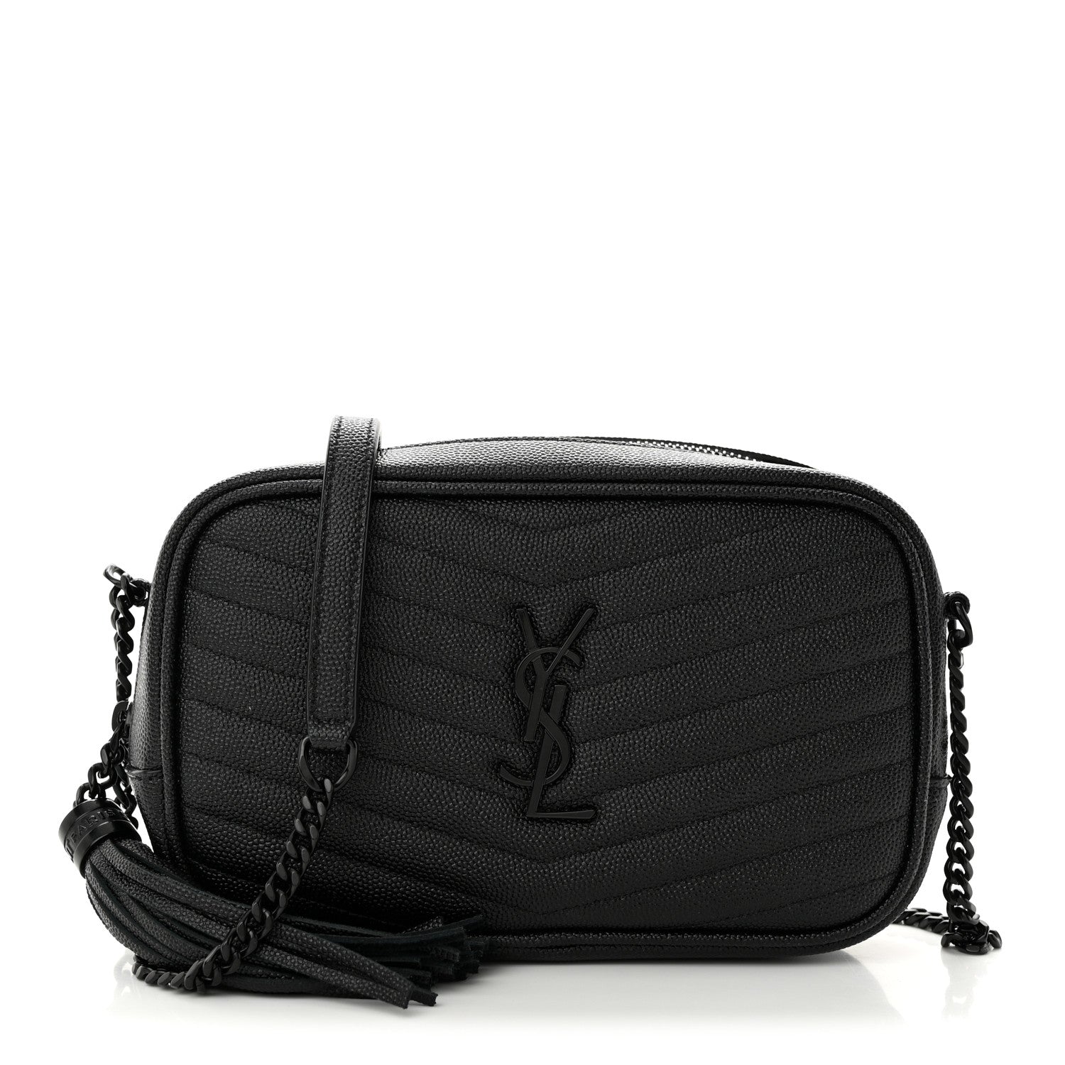 Saint Laurent Grain De Poudre Matelasse Monochrome Monogram Mini Lou Camera Bag Black 1 of 11