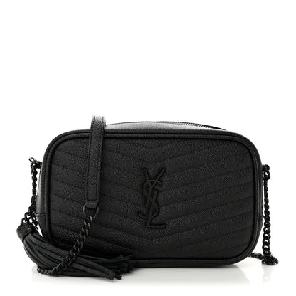 Saint Laurent Grain De Poudre Matelasse Monochrome Monogram Mini Lou Camera Bag Black 1 of 11