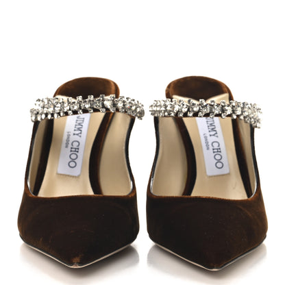 Jimmy Choo Velvet Crystal Bing 100 Mule Pumps 38.5 Tan 3 of 8