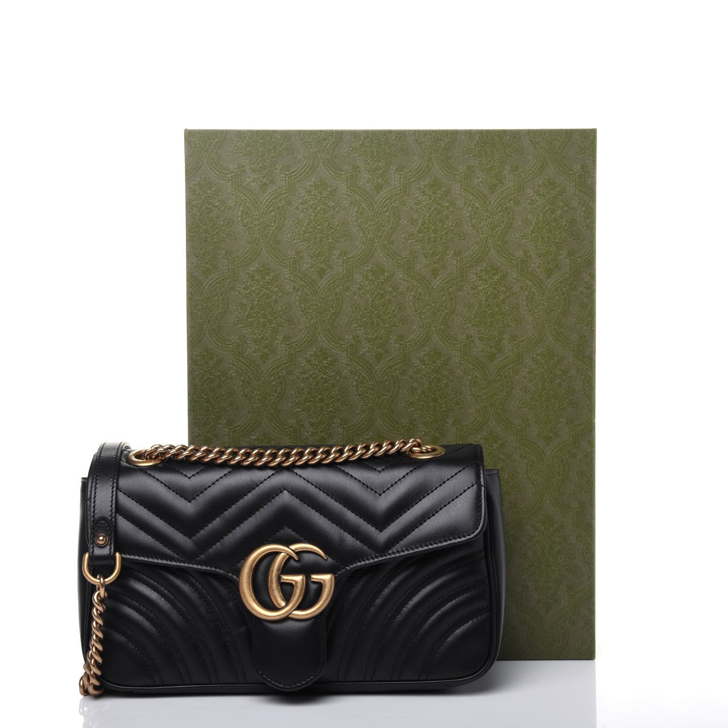 Gucci Calfskin Matelasse Small GG Marmont Shoulder Bag Black 14 of 14