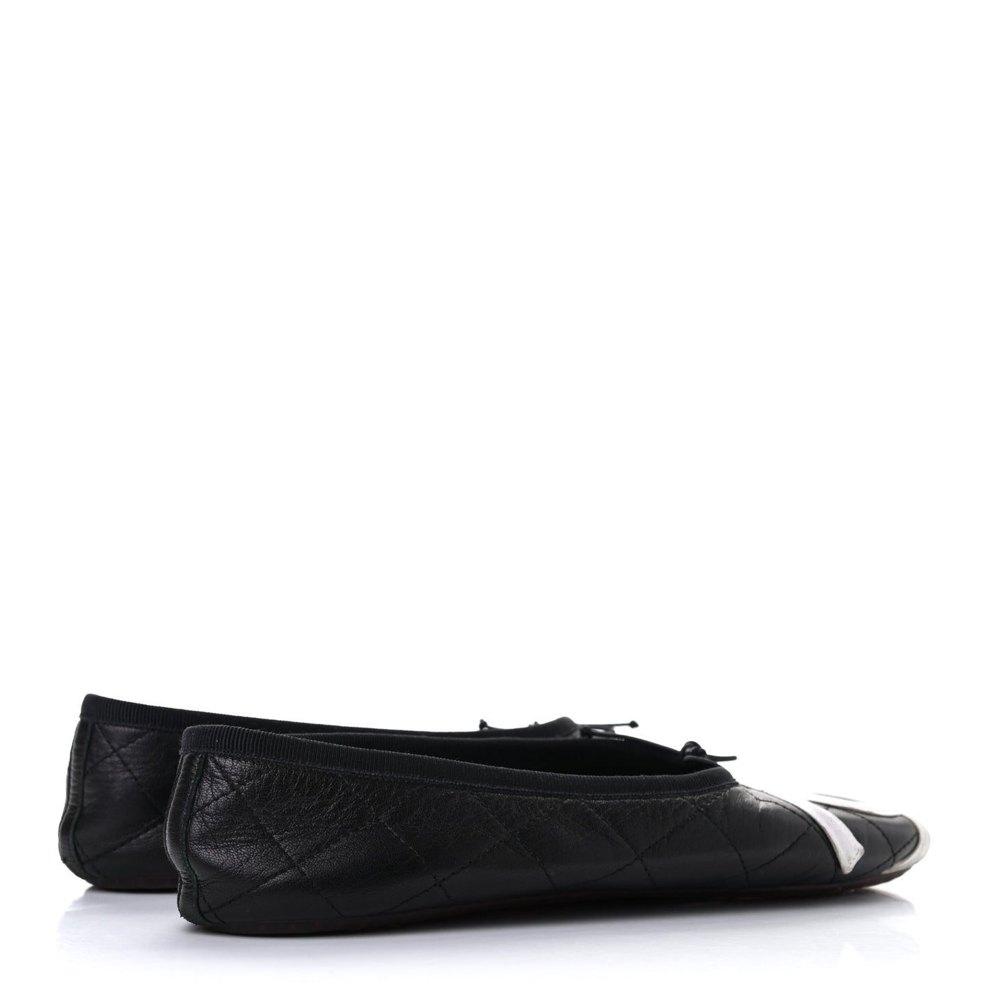 Lambskin Quilted Cambon Ballerina Flats 38 Black