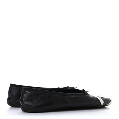 Chanel Lambskin Quilted Cambon Ballerina Flats 38 Black 4 of 8