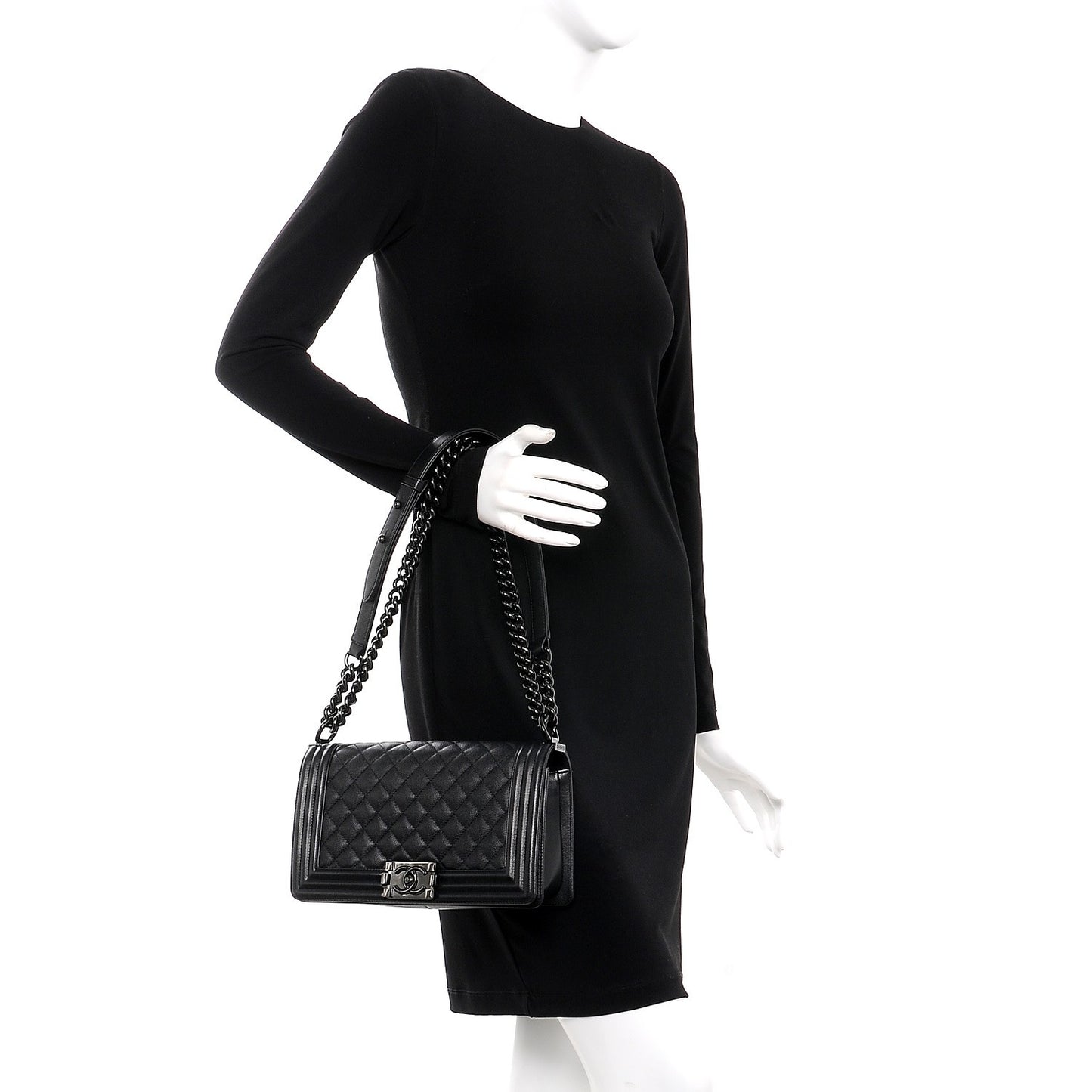 Caviar Quilted Medium Boy Flap So Black