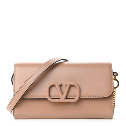 Valentino Garavani Calfskin VSling Clutch With Shoulder Strap Rose Cannelle 1 of 4