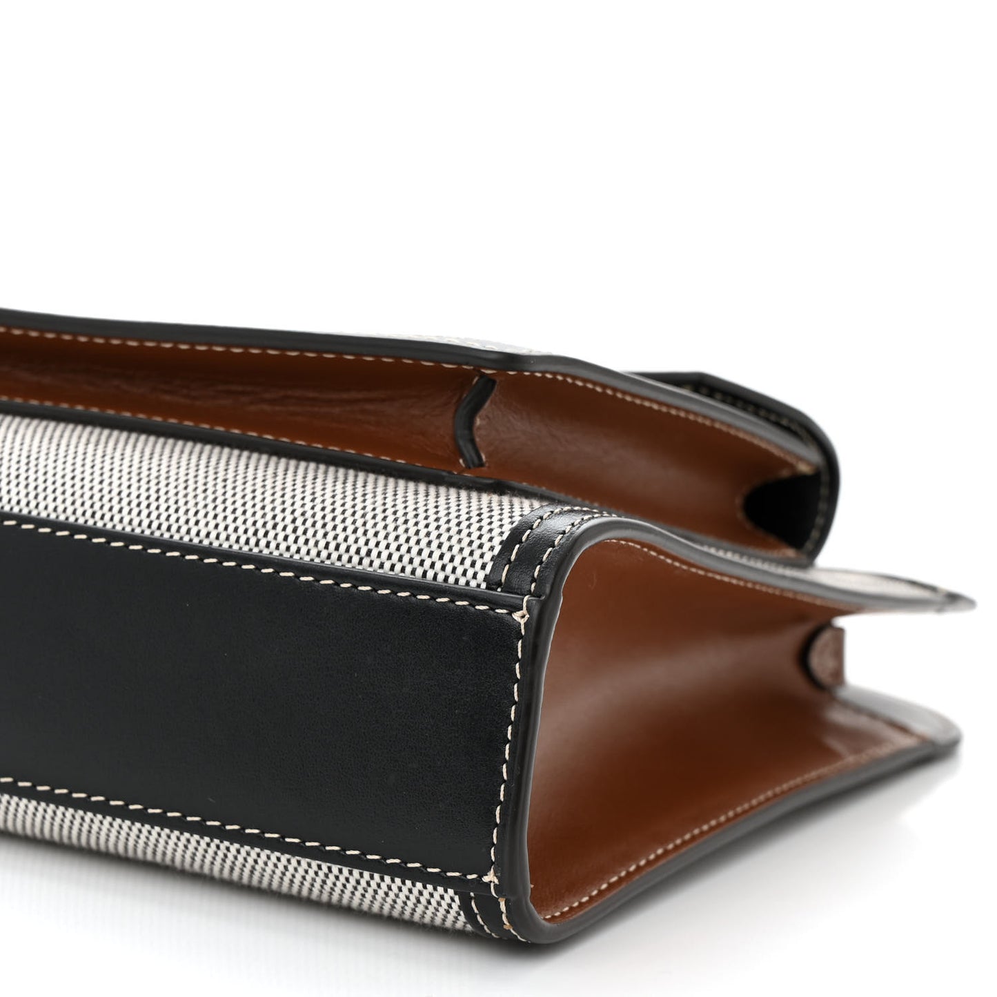 Smooth Calfskin Canvas Two Tone Mini Pocket Bag Black Tan