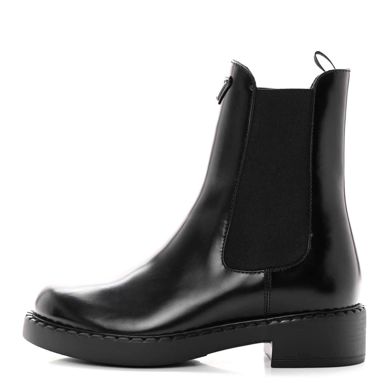 Prada Spazzolato Metal Triangle Logo 50mm Chelsea Boots 38 Black 1 of 12