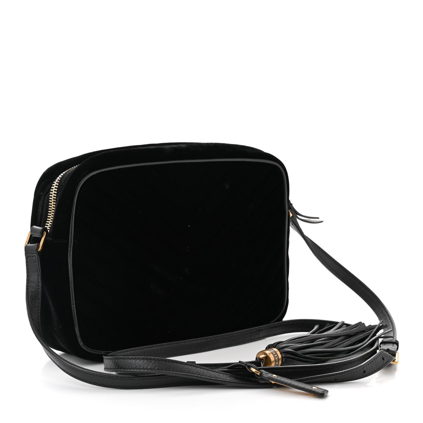 Velvet Matelasse Monogram Lou Camera Bag Black