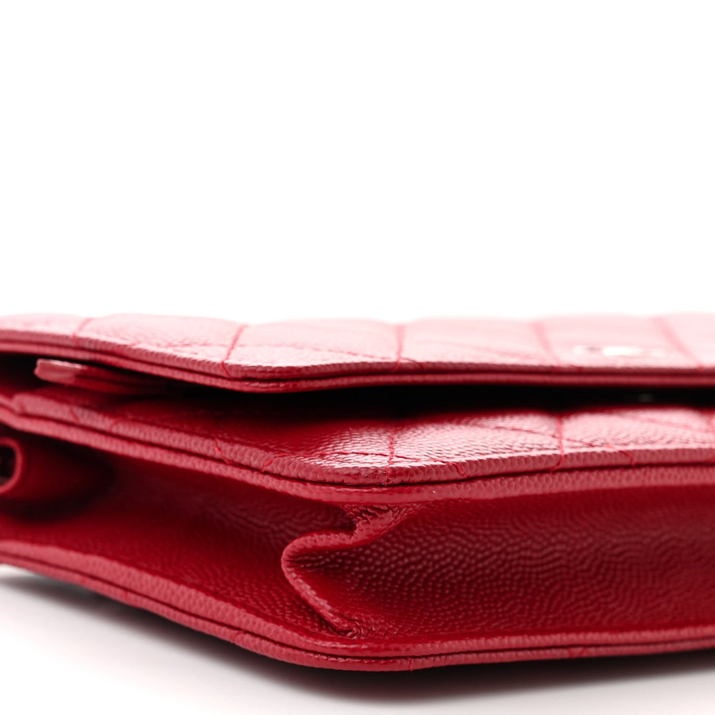 Caviar Quilted Wallet on Chain WOC Dark Red