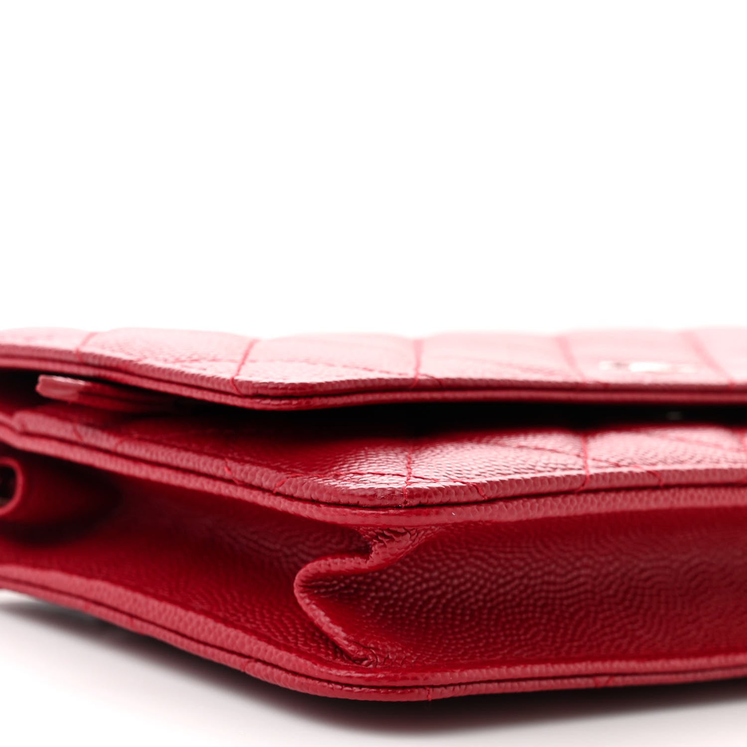 Chanel Caviar Quilted Wallet on Chain WOC Dark Red 10 of 12