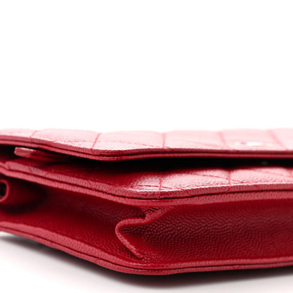Chanel Caviar Quilted Wallet on Chain WOC Dark Red 10 of 12