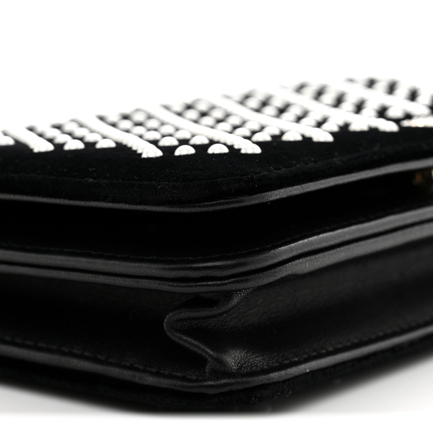 Chanel Velvet Pearl Diamond Embellished Wallet On Chain WOC Black 9 of 12