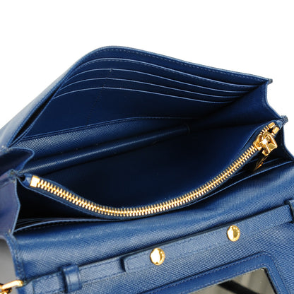 Prada Saffiano Metal Chain Wallet Bleuette 6 of 8