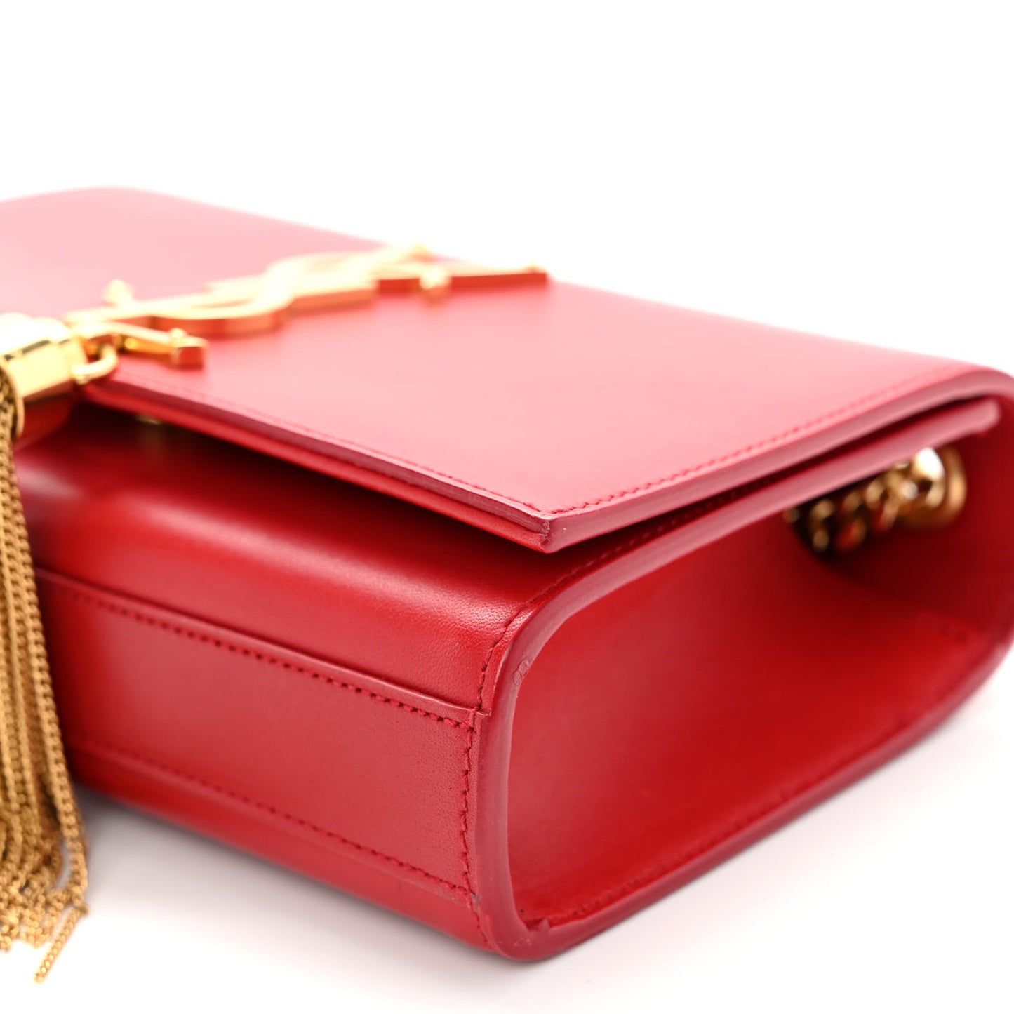 Calfskin Small Classic Monogram Kate Tassel Satchel Red