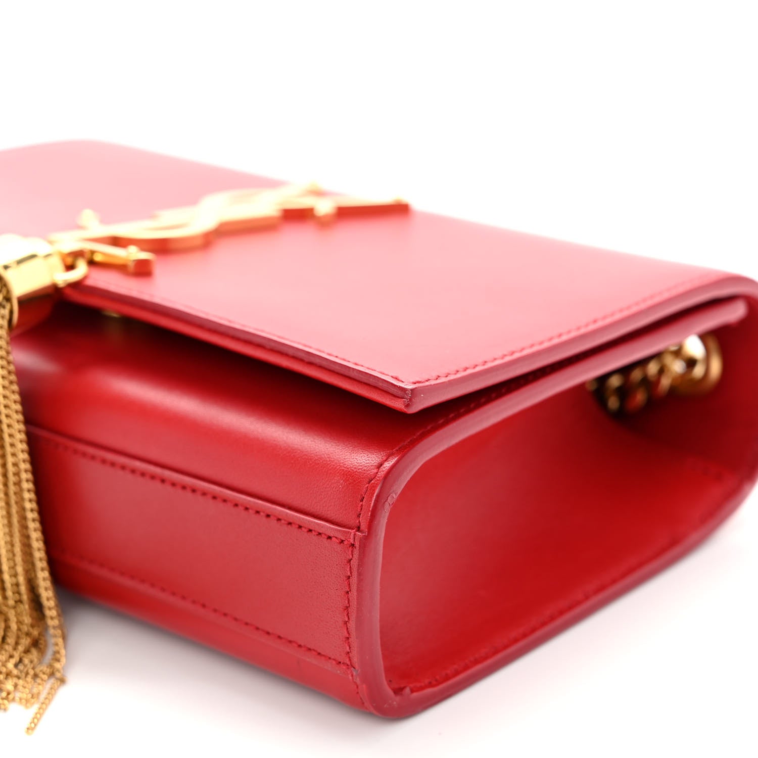 Saint Laurent Calfskin Small Classic Monogram Kate Tassel Satchel Red 9 of 9