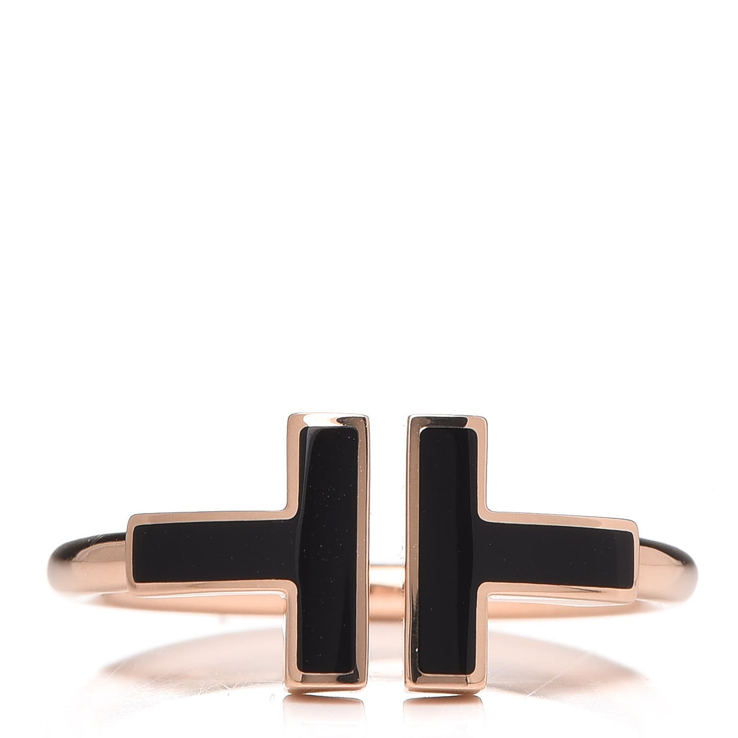 18K Rose Gold Black Onyx T Wire Ring 52 6