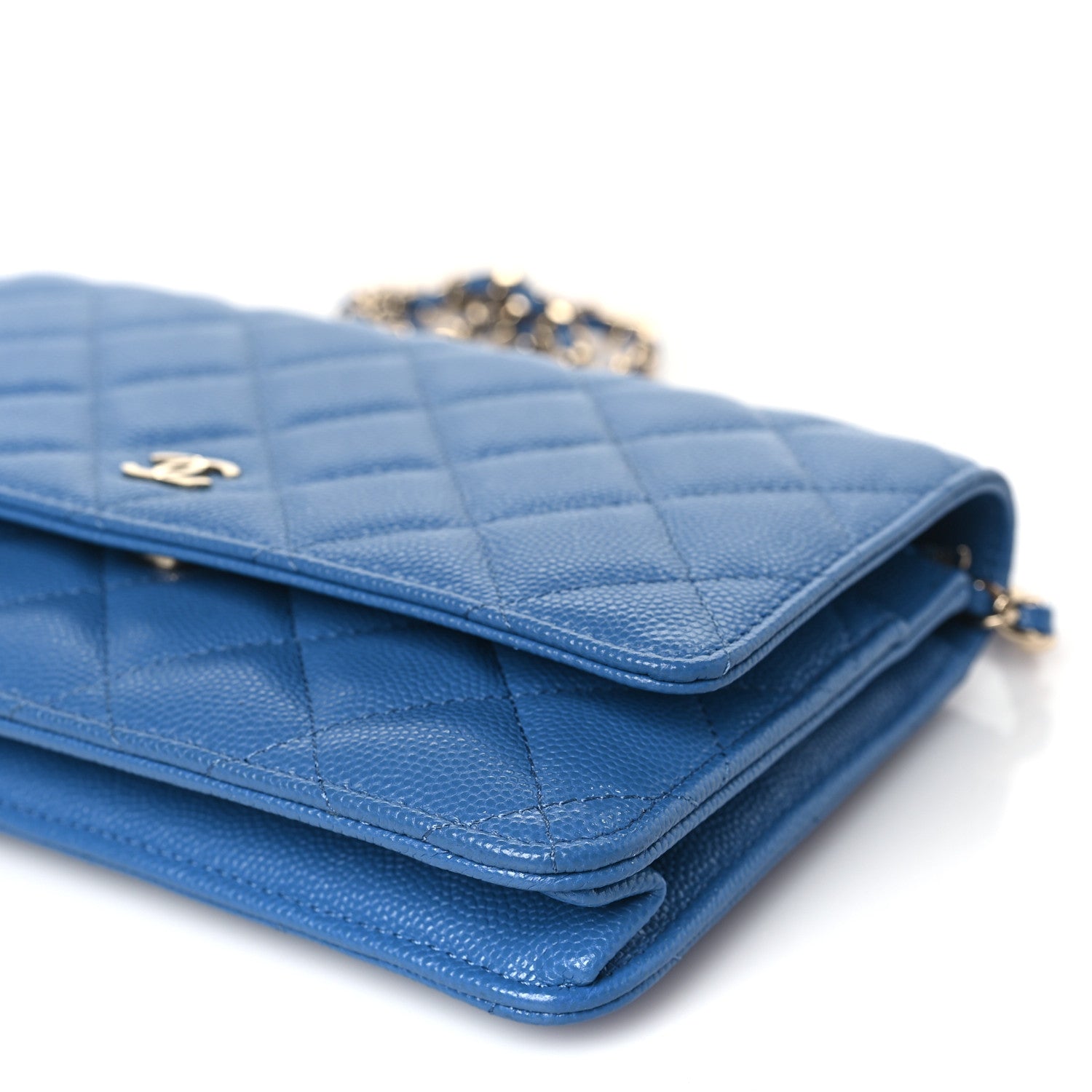 Chanel Caviar Quilted Wallet on Chain WOC Blue 9 of 10