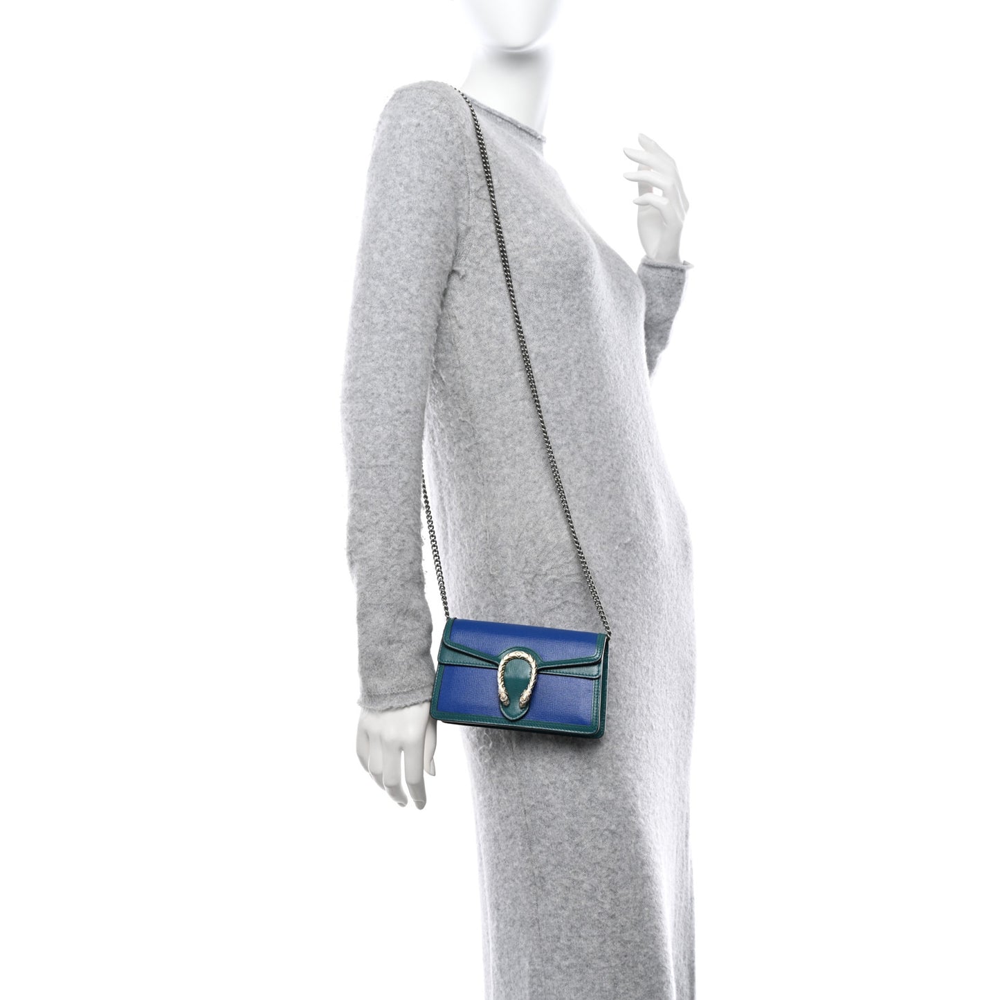 Azalea Calfskin Enamel Super Mini Dionysus Shoulder Bag Imperial Blue Pavone