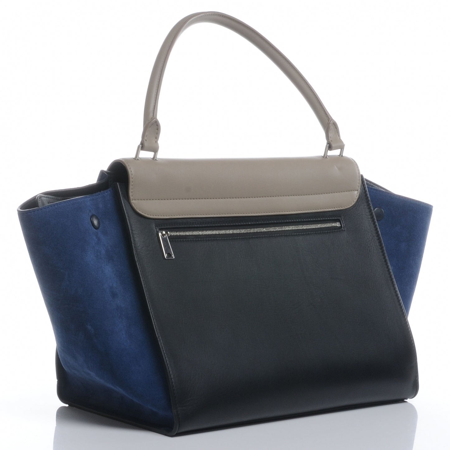 Calfskin and Suede Large Tri-Color Trapeze Royal Blue