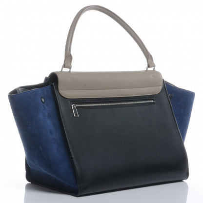 Celine Calfskin and Suede Large Tri-Color Trapeze Royal Blue 3 of 7