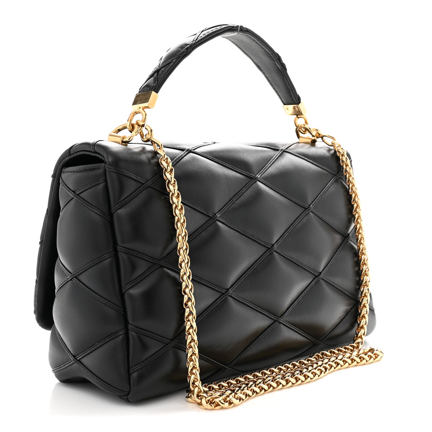 Louis Vuitton Lambskin Malletage Top Handle GO-14 GM Black 4 of 12